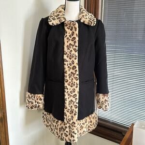 International Details | Faux Animal Print Fur Lined Coat Size M